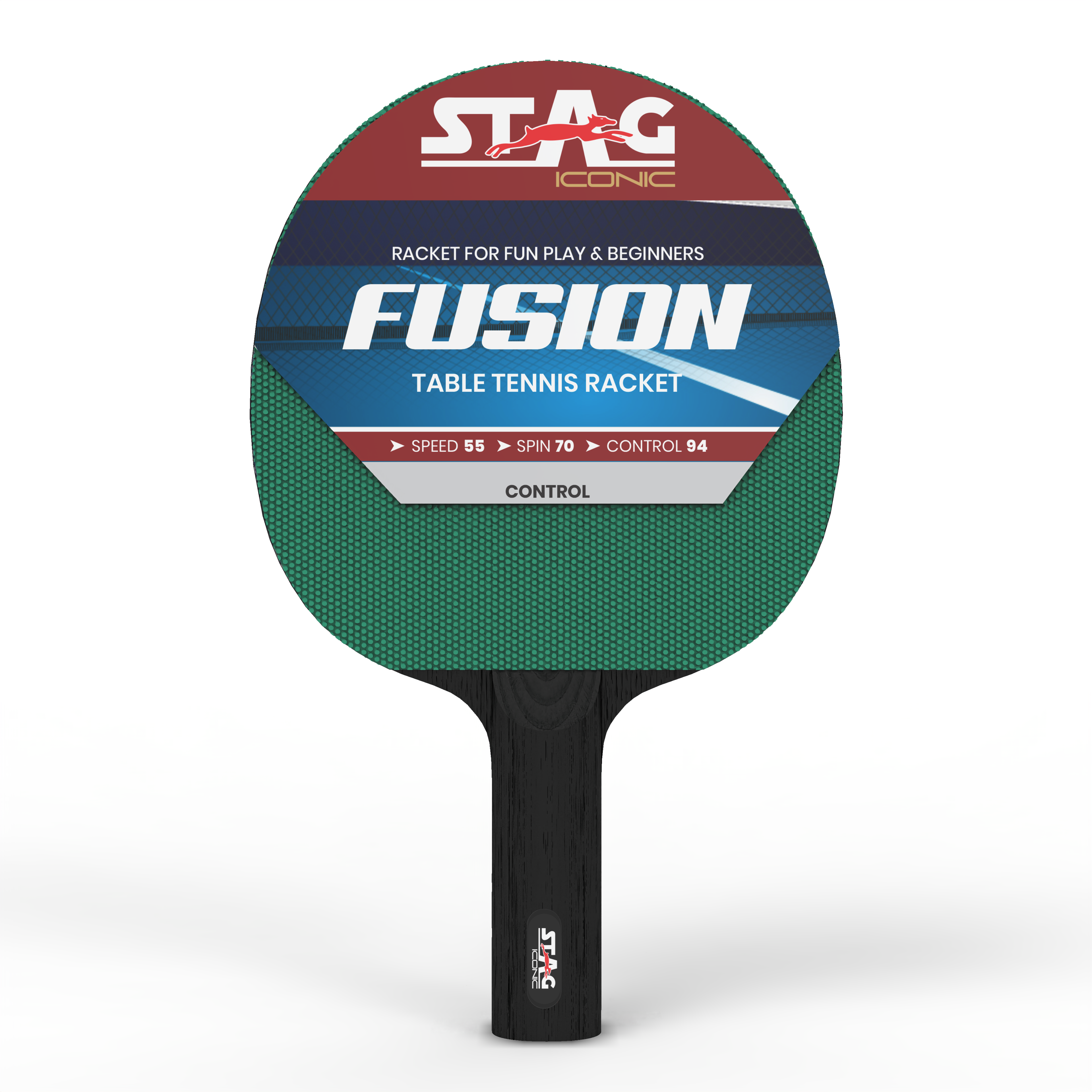 Stag Iconic New 2024 Fusion Series Table Tennis Playset |Beginner Play Series | Spring into Action with Vibrant, Playful Ping-Pop Colors| Discover Your Element in Table Tennis (Green/Blue 2 Rackets 3 Balls)
