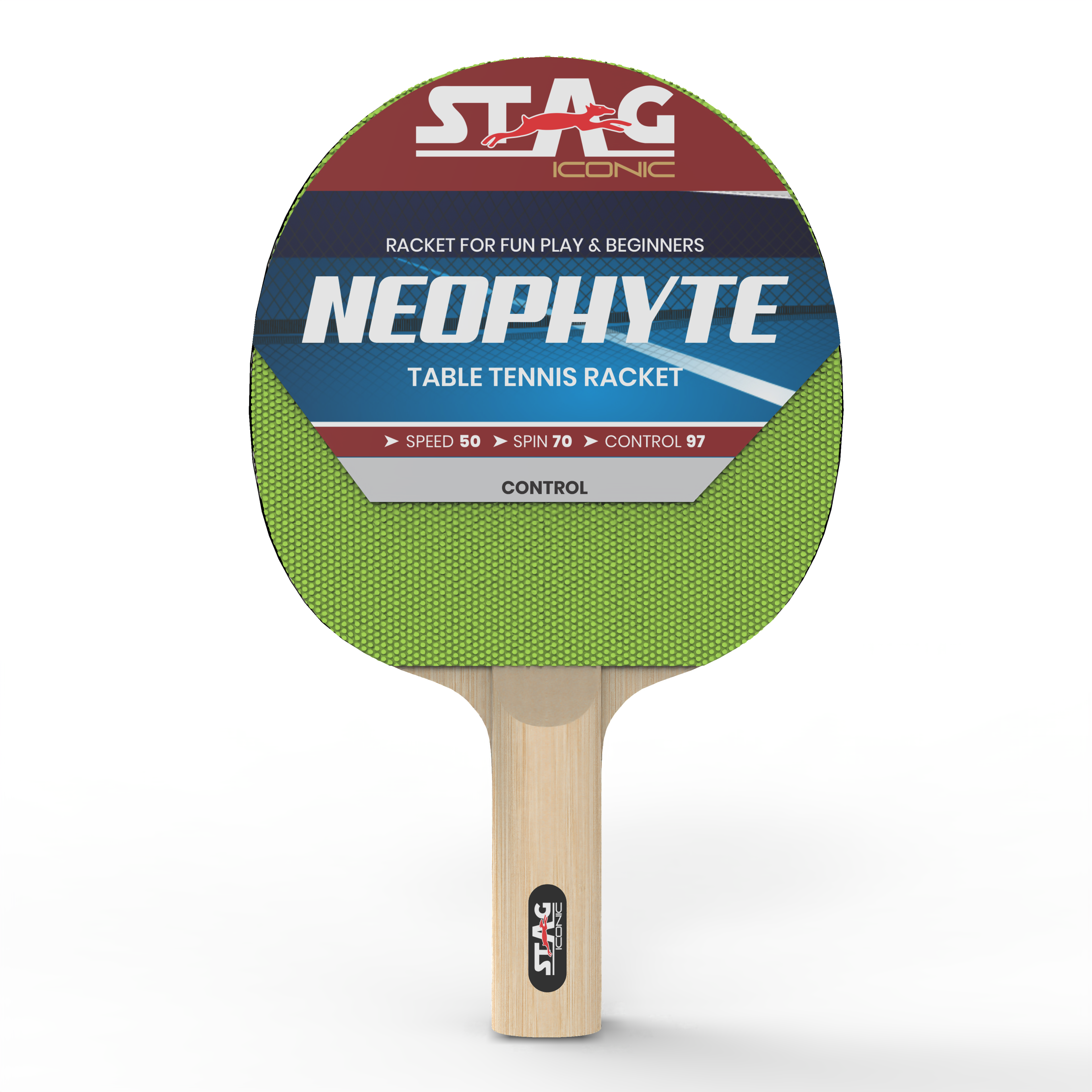 Stag Iconic 2024 Neophyte Series Table Tennis Racquet | Beginner Play Series T.T Series | Jump into Action with Vibrant, Playful Ping-Pop Colors| Discover Your Element in Table Tennis (Neon/Black)