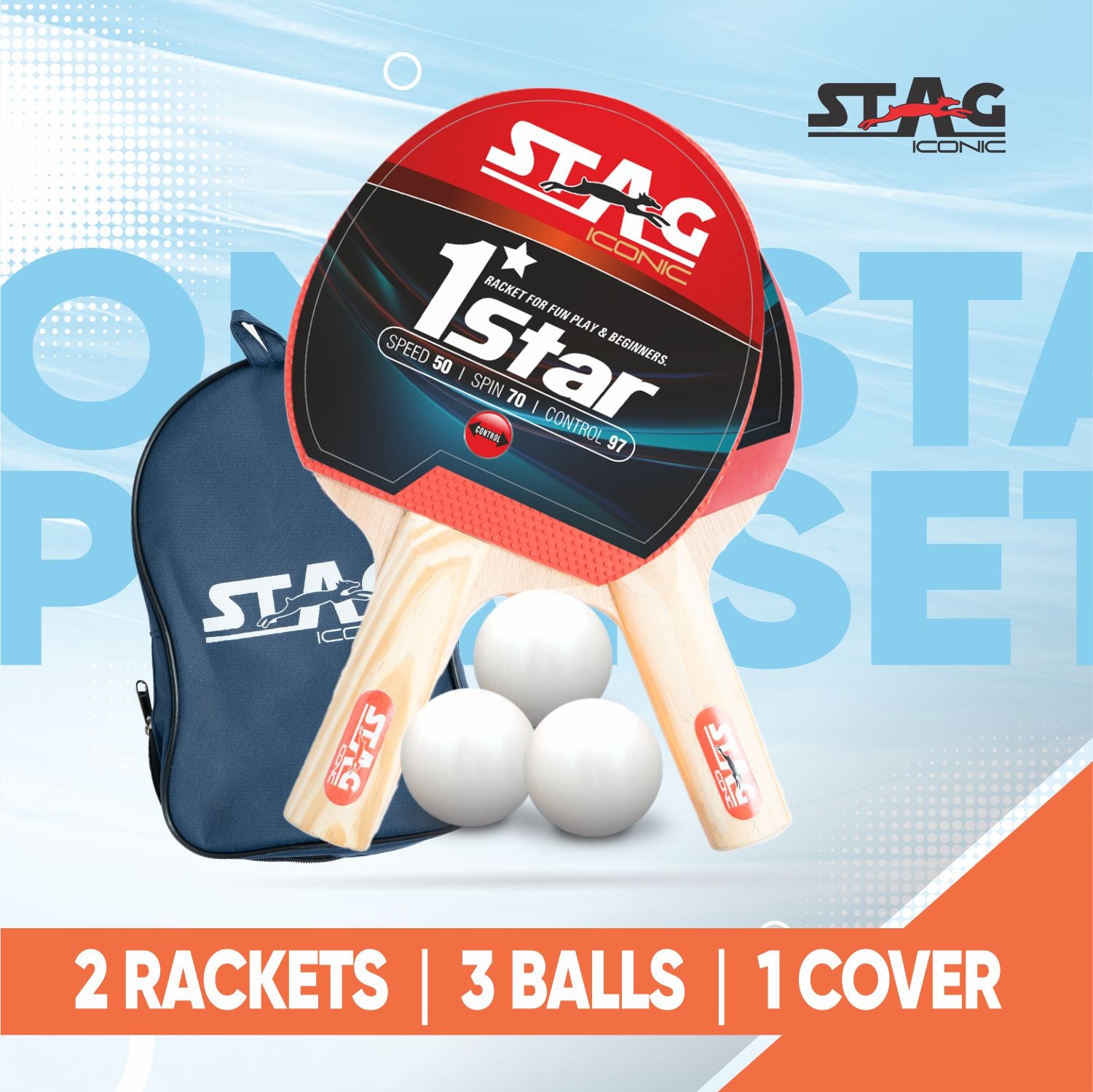 STAG 1 STAR Professional Table Tennis (T.T) Set White