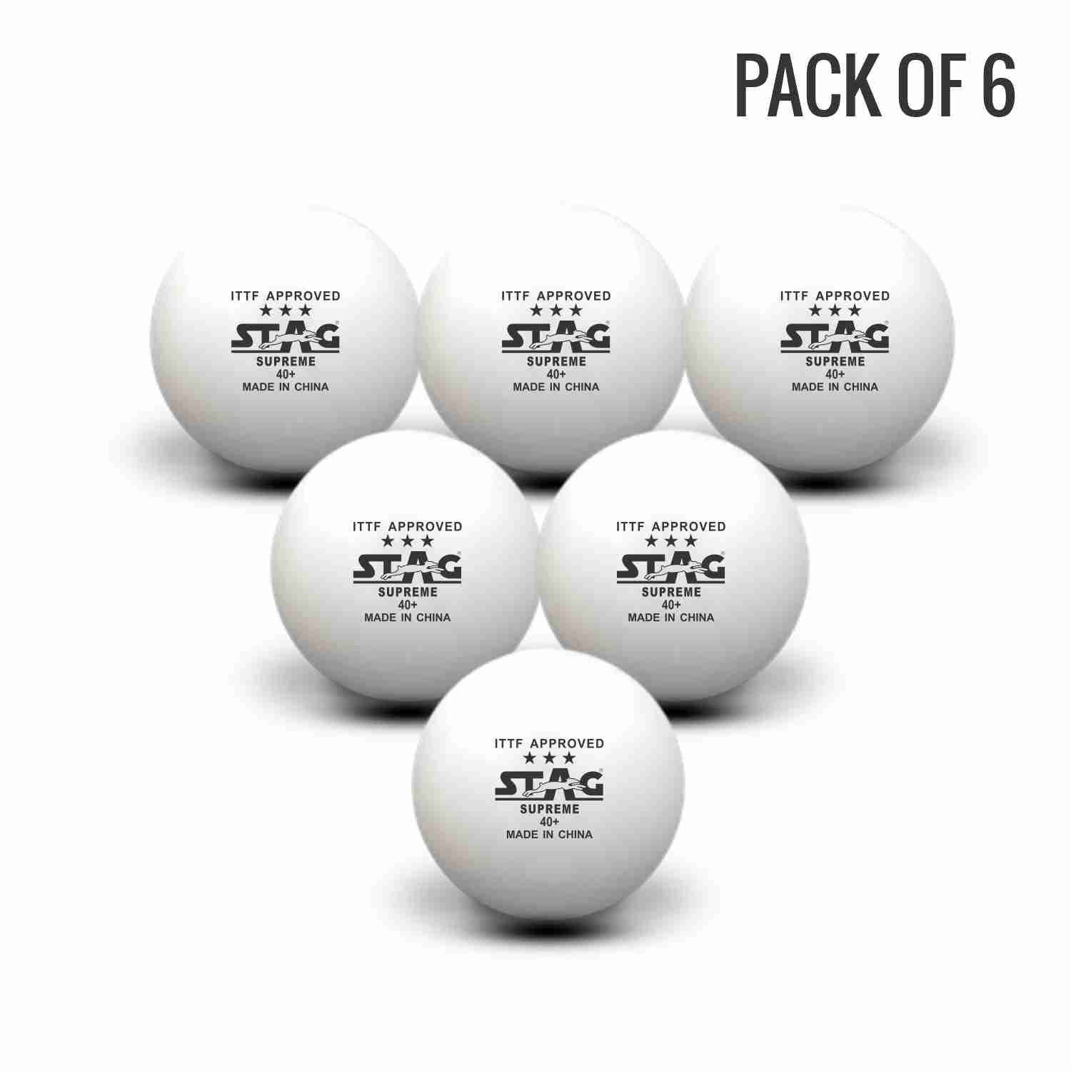 Stag 3 Star Supreme Table Tennis ABS Balls (White)