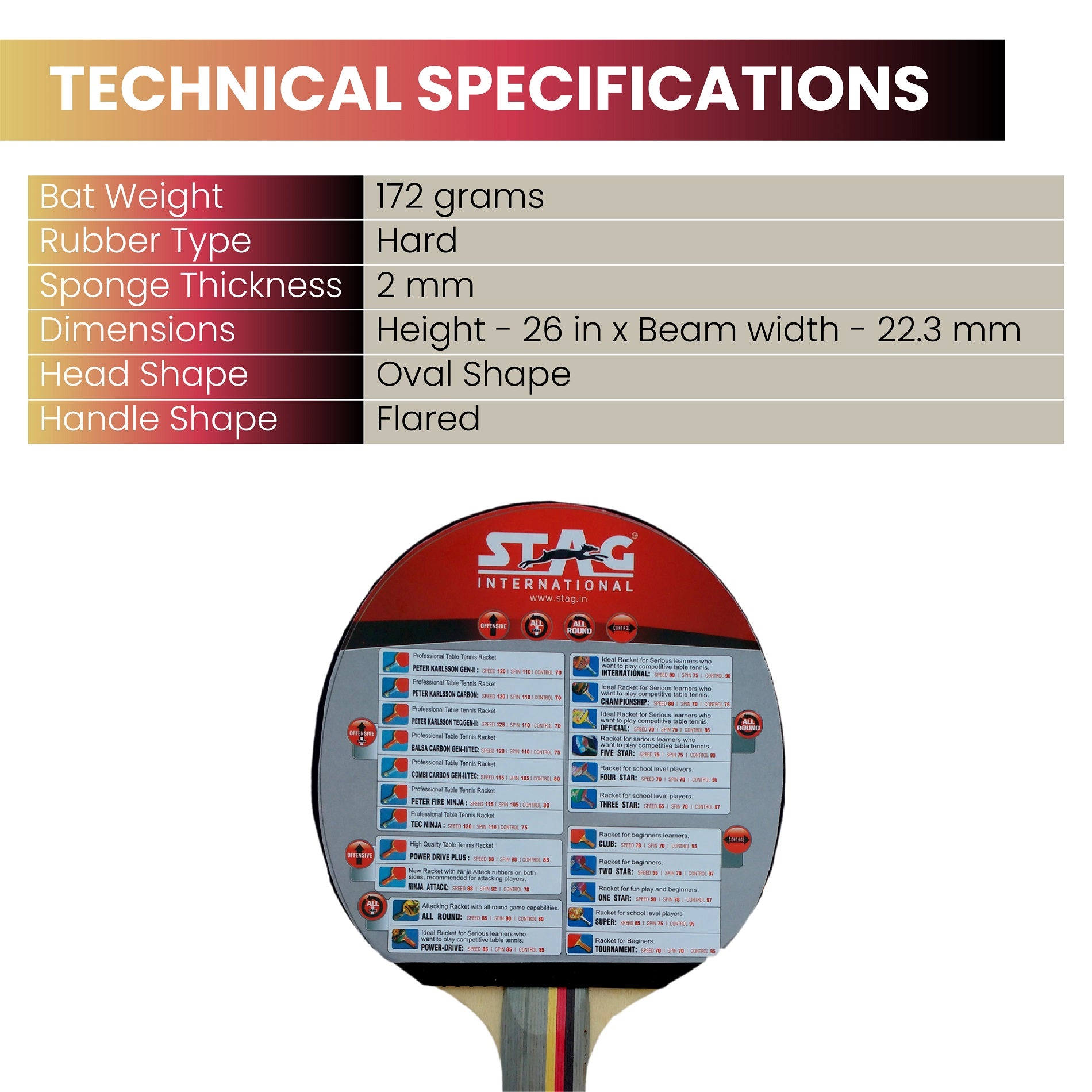 Stag Peter Fire Table Tennis Racquet with wooden box