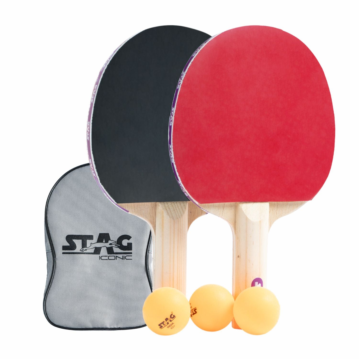 STAG 2 Star Table Tennis Playset, 2 Racquets & 3 Balls (Orange)