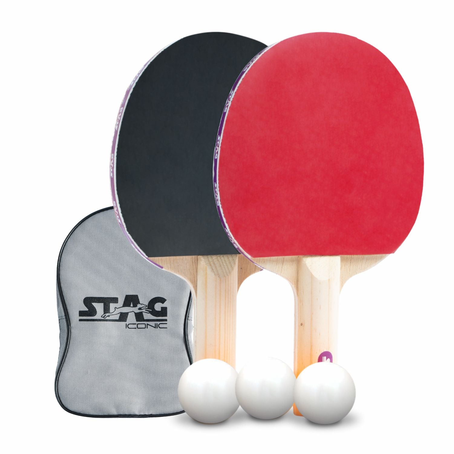 STAG 2 Star Table Tennis Playset, 2 Racquets & 3 Balls (White)