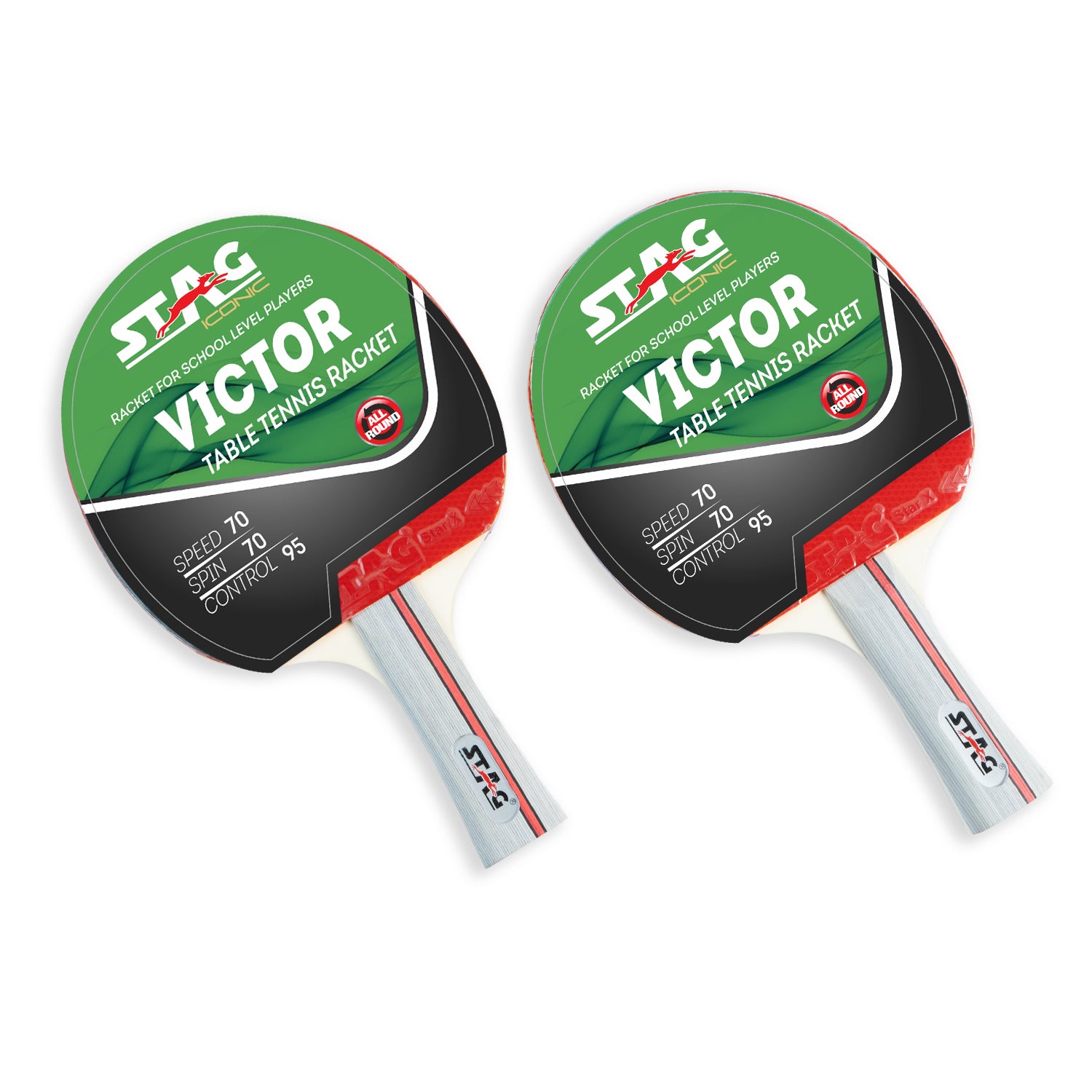 STAG Victor Series Professional Table Tennis (T.T) Set| Premium ITTF Approved Rubber- Table Tennis Rackets and T.T Balls Included| All-in-One Ping Pong Paddle Playset - Table Game Accessories.