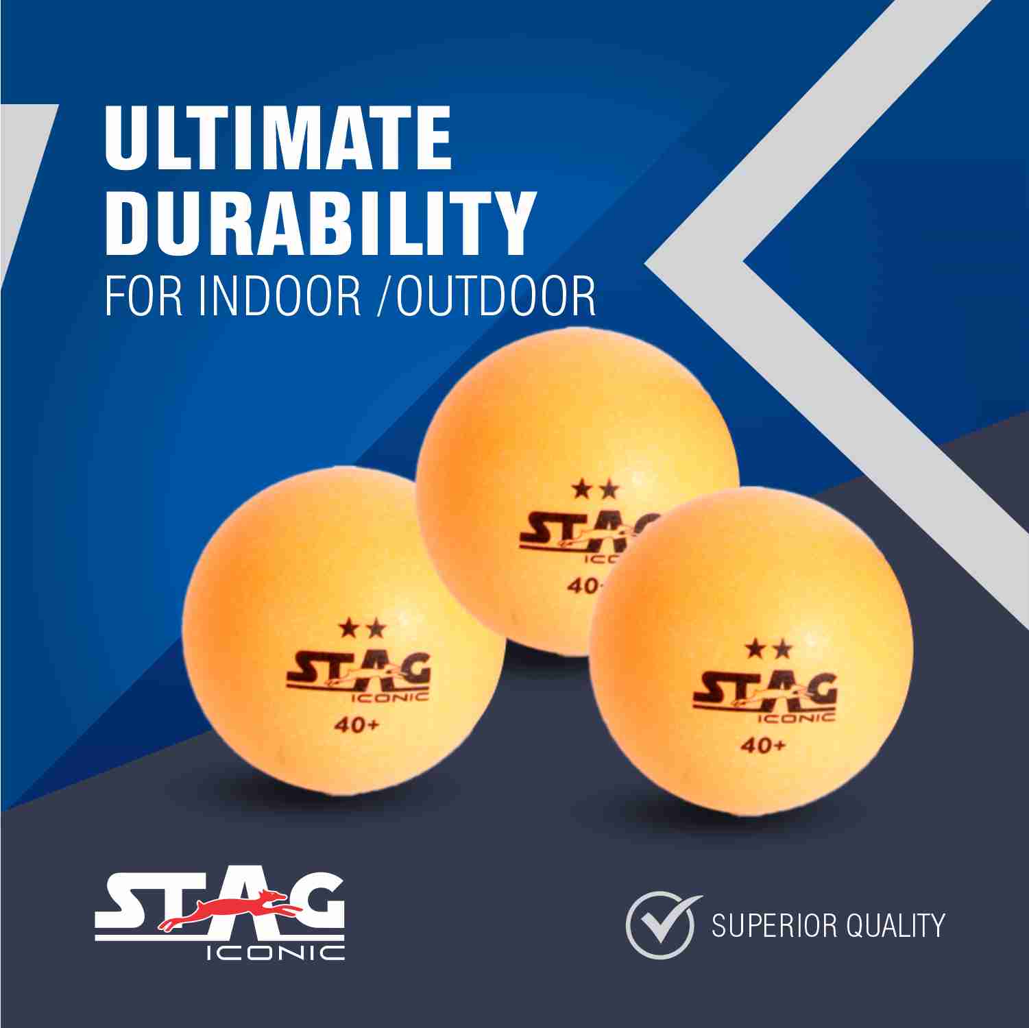 Stag 2 Star Table Tennis (T.T) Balls| Advanced High Performance 40+mm Ping Pong Balls for Training