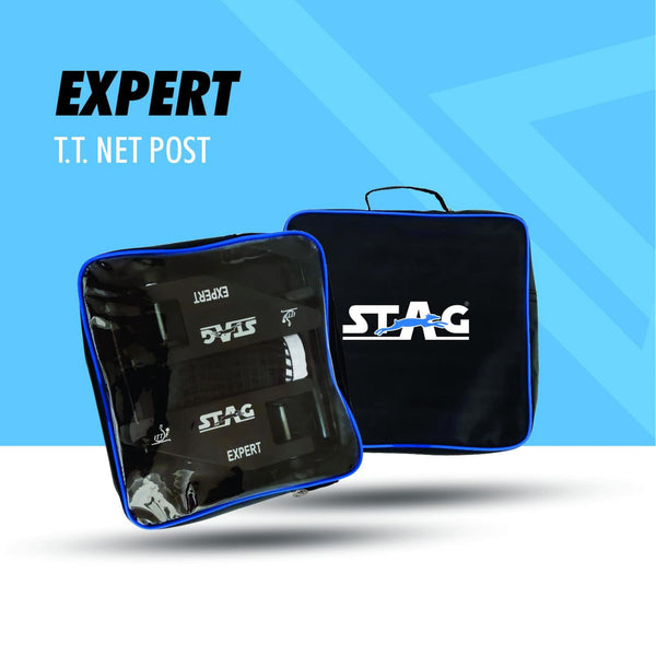 STAG.US Stag Iconic Professional Grade Table Tennis Expert Net & Post Set | Quick Easy Assembly with Spring Activated Clamp Net | Indoor & Outdoor Compatible Ping Pong Table Net Post - (Alloy Steel) Blue