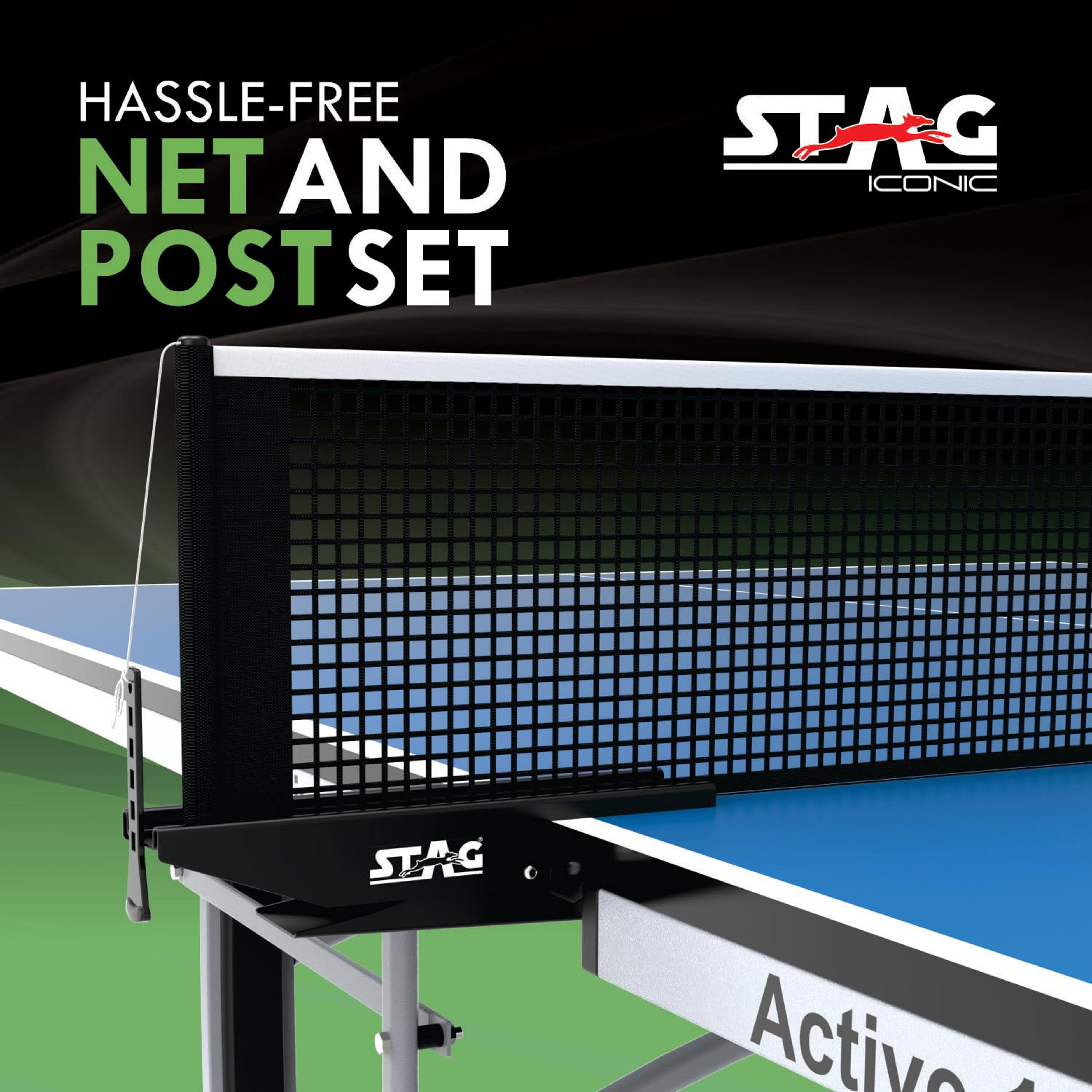 Stag Iconic Professional Grade Table Tennis Clip On Net & Post Set | Quick Easy Assembly with Spring Activated Clamp Net | Indoor & Outdoor Compatible Ping Pong Table Net Post - (Alloy Steel) (Copy)