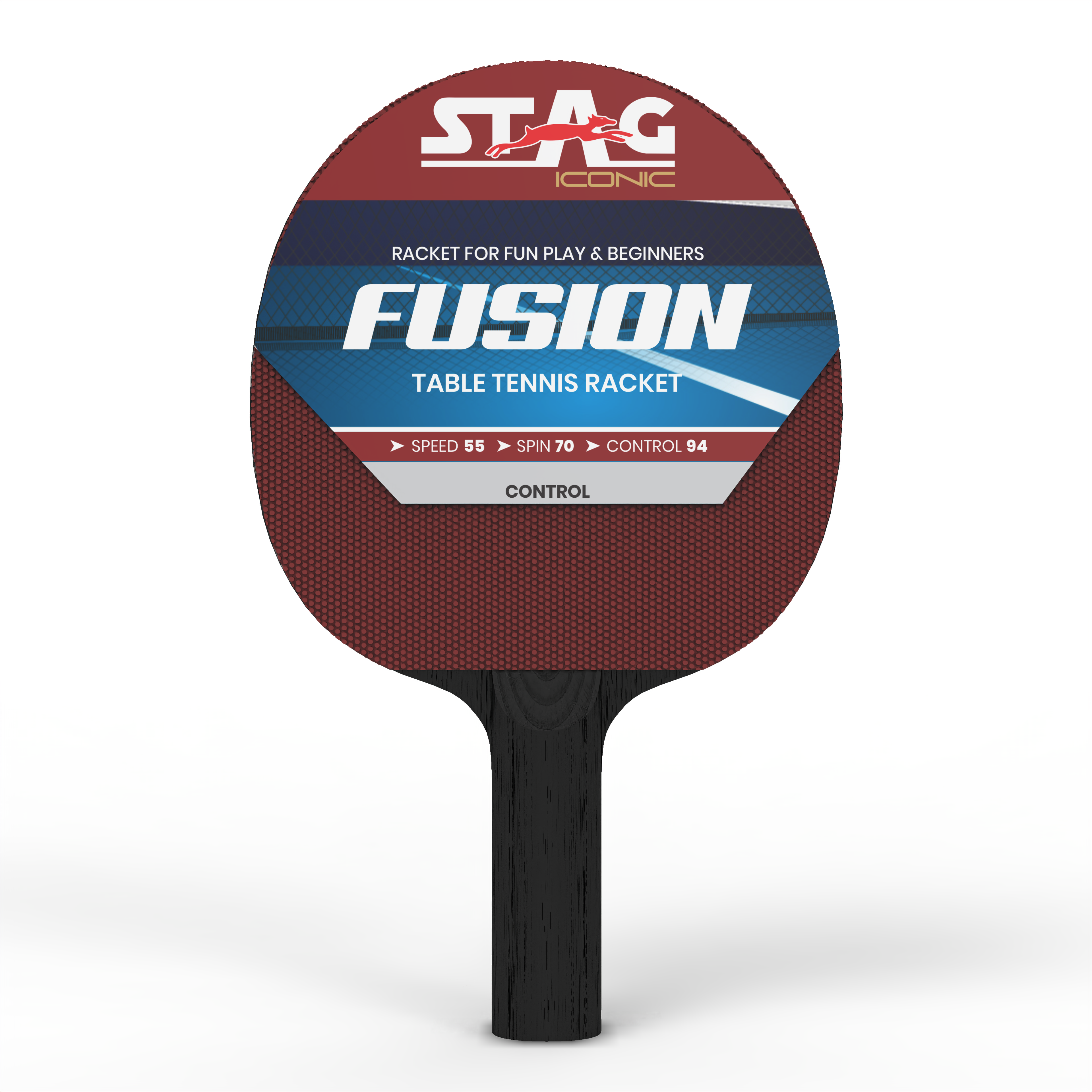 Stag Iconic New 2024 Fusion Series Table Tennis Racquet |Beginner Play Series | Spring into Action with Vibrant, Playful Ping-Pop Colors| Discover Your Element in Table Tennis (Maroon/Black)