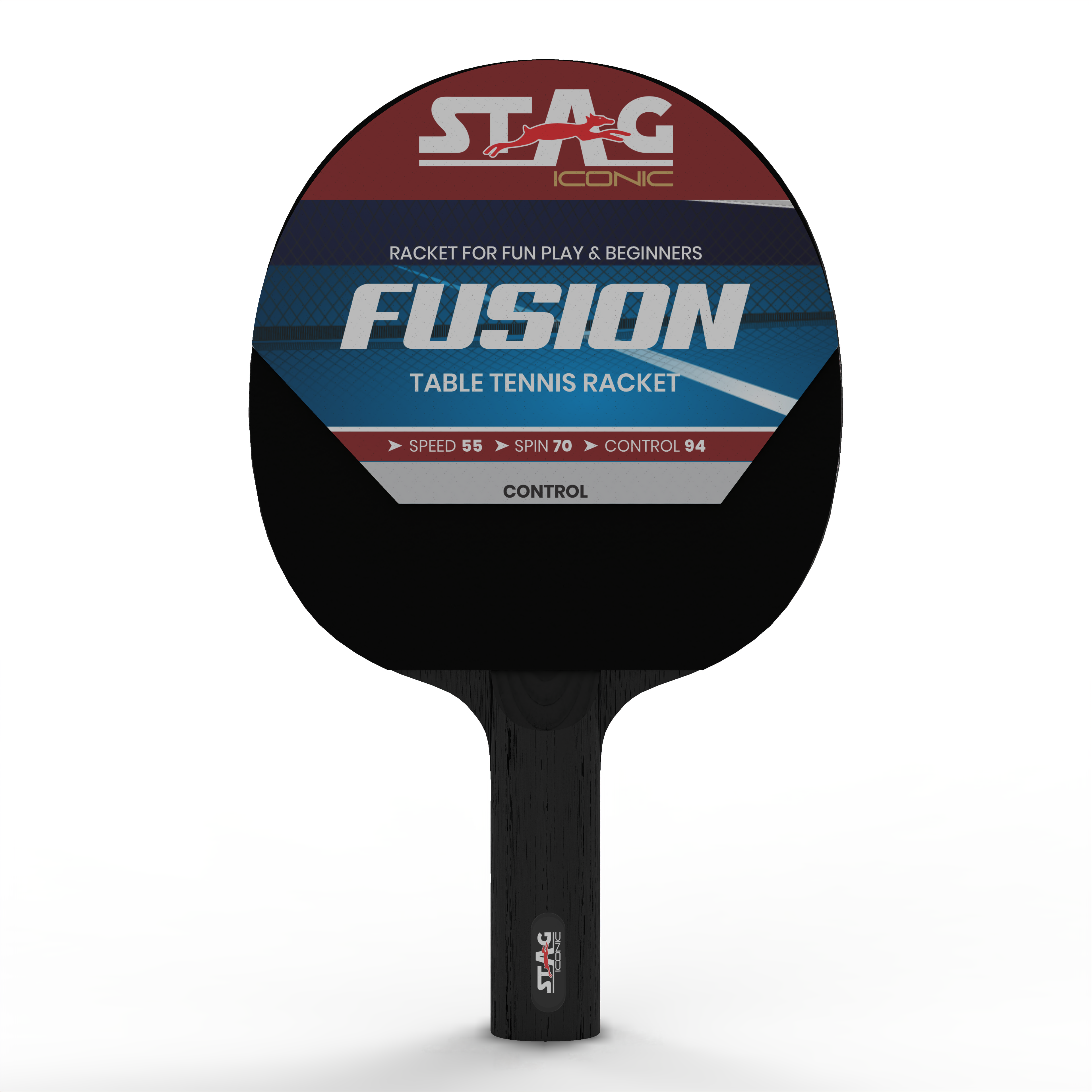 Stag Iconic New 2024 Fusion Series Table Tennis Racquet |Beginner Play Series | Spring into Action with Vibrant, Playful Ping-Pop Colors| Discover Your Element in Table Tennis (Maroon/Black)