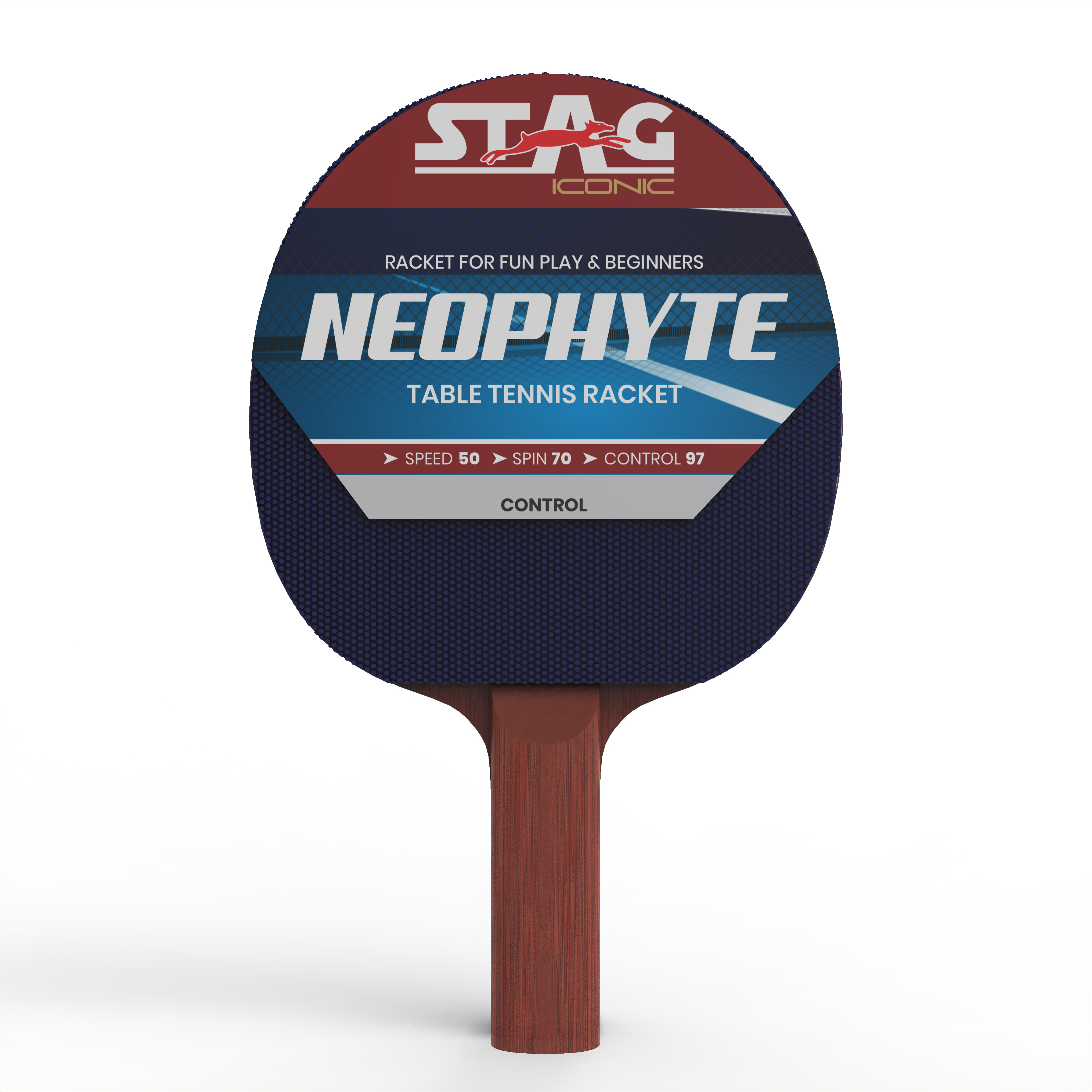 Stag Iconic 2024 Neophyte Series Table Tennis Racquet | Beginner Play Series T.T Series | Jump into Action with Vibrant, Playful Ping-Pop Colors| Discover Your Element in Table Tennis (Maroon/Navy)