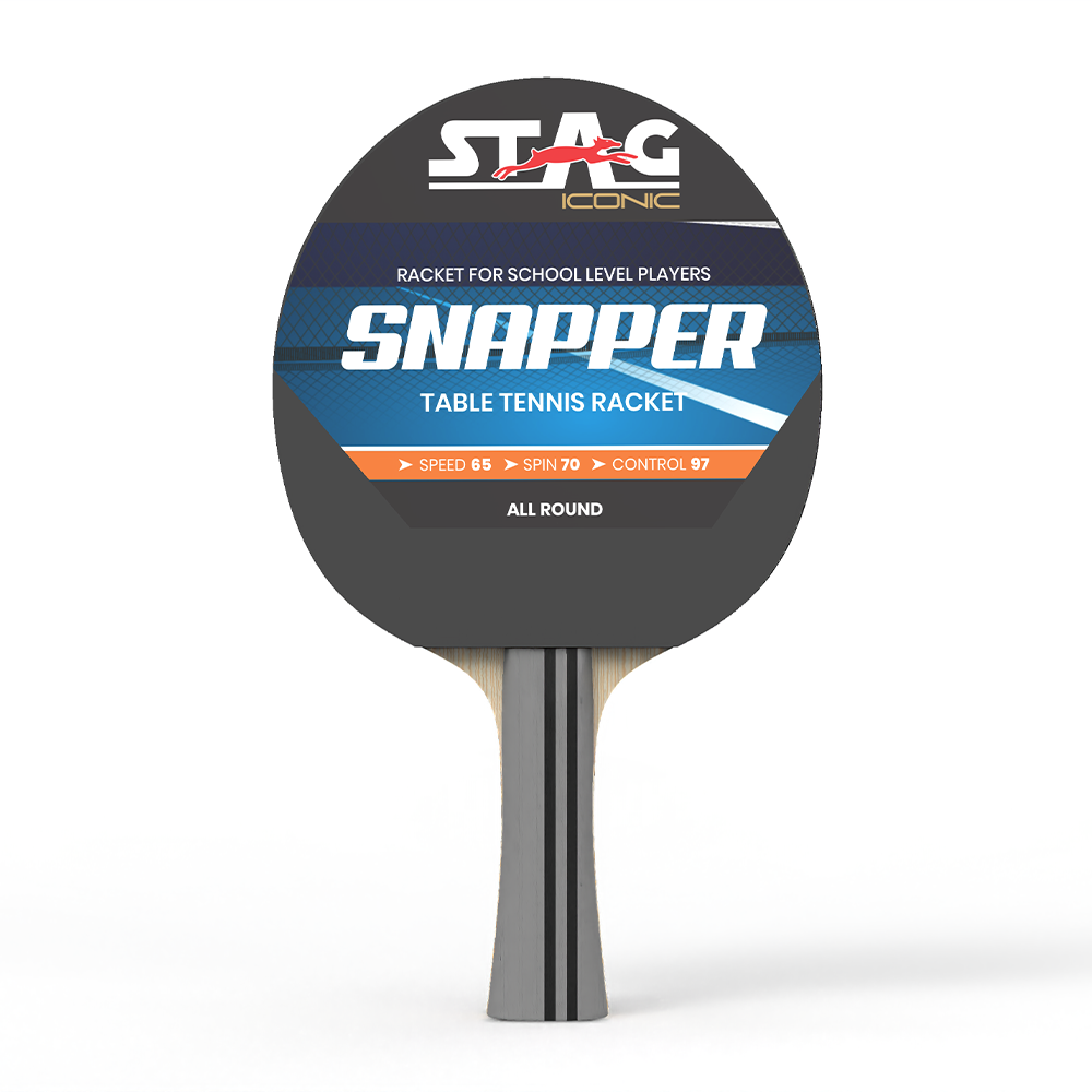 STAG.US Stag Iconic Spring Collection Snapper Series Table Tennis Playset Combo | Unleash Game with Vibrant, Playful Ping-Pop Colors| Beginner Training Series| Perfectly Designed Comfortable Grip Paddle (Grey/Black 4 Rackets 6 Balls)