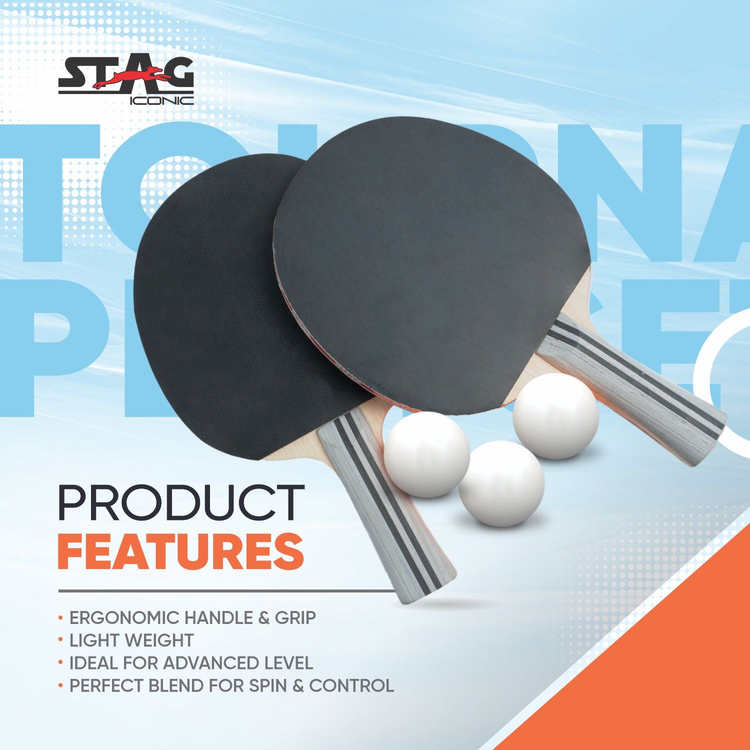 STAG Tournament Professional Table Tennis (T.T) Set White