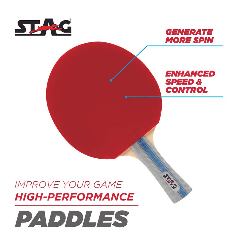 STAG 4 Star Table Tennis Playset | 2 Racquets & 3 Balls (White)