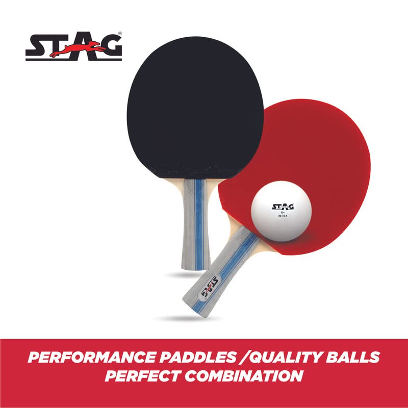 STAG 4 Star Table Tennis Playset | 2 Racquets & 3 Balls (White)