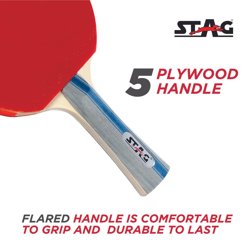 STAG 4 Star Table Tennis Playset | 2 Racquets & 3 Balls (White)