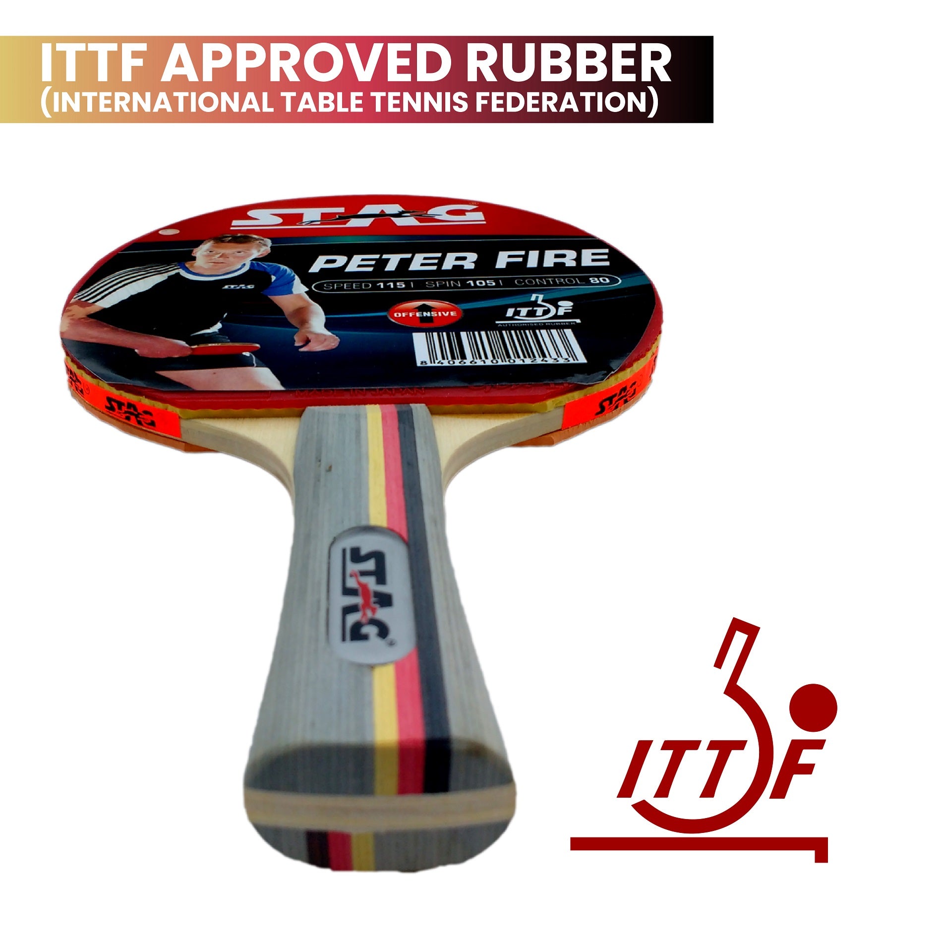 Stag Peter Fire Table Tennis Racquet with wooden box