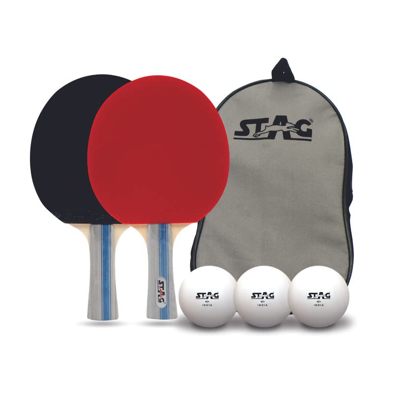 STAG 4 Star Table Tennis Playset | 2 Racquets & 3 Balls (White)