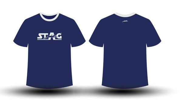 STAG.US Round Neck T-Shirt Blue white